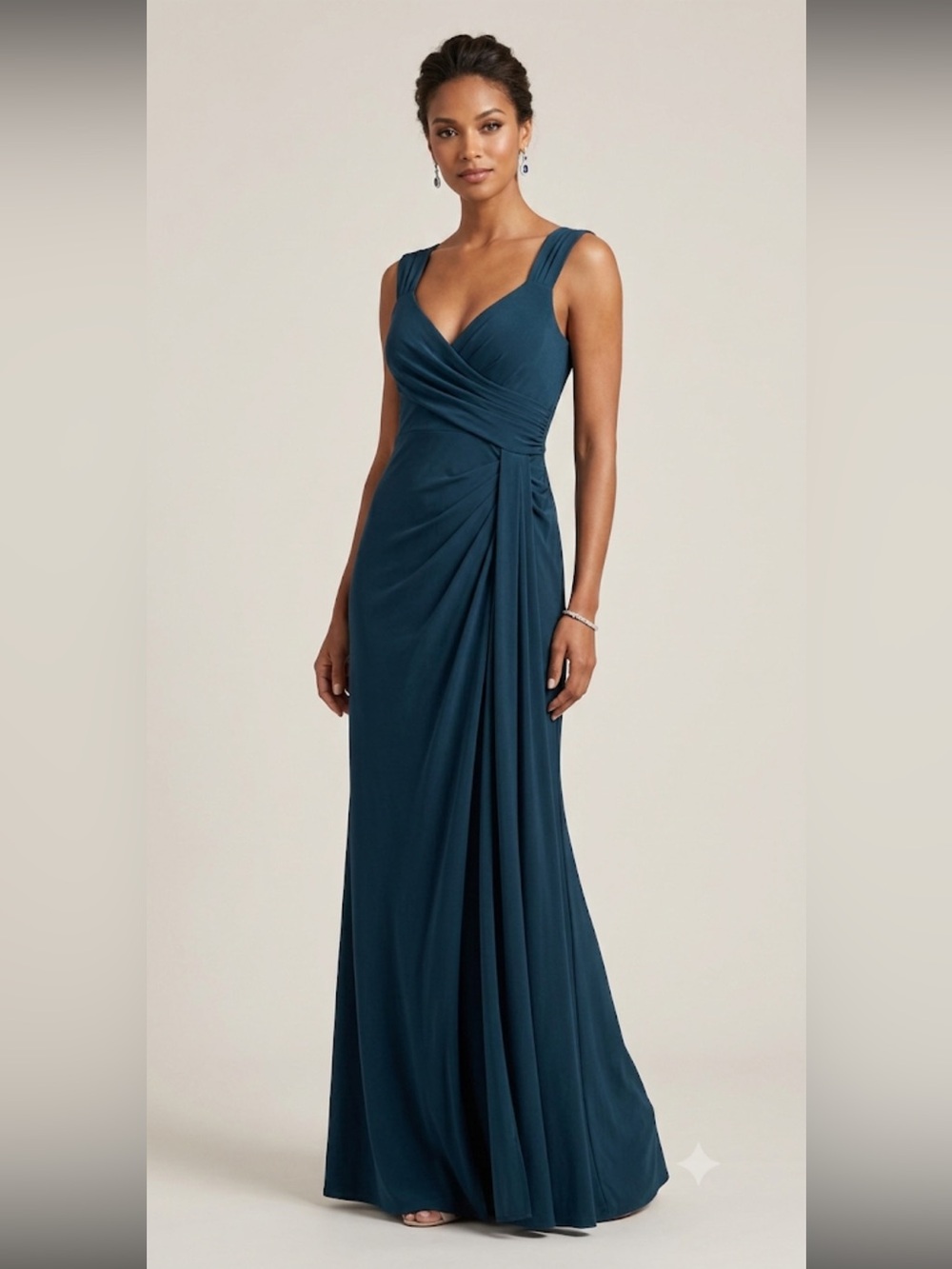 Ann TaylorElegant Hunter Green Wrap-Detail Formal Dress 2P